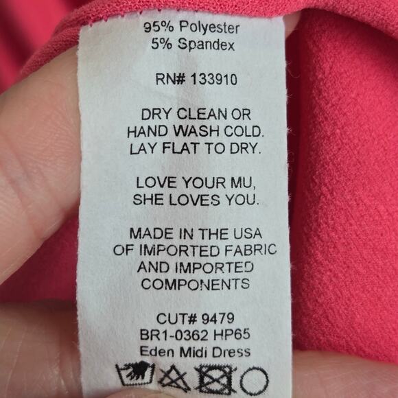 NWT Show Me Your Mumu Eden Midi Dress Flamingo Pink Crepe Preppy Event Small - Picture 6 of 8